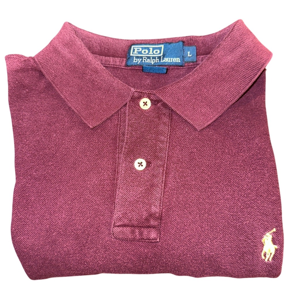 Polo Ralph Lauren Burgundy Maroon Cotton Pique Polo Shirt Large
